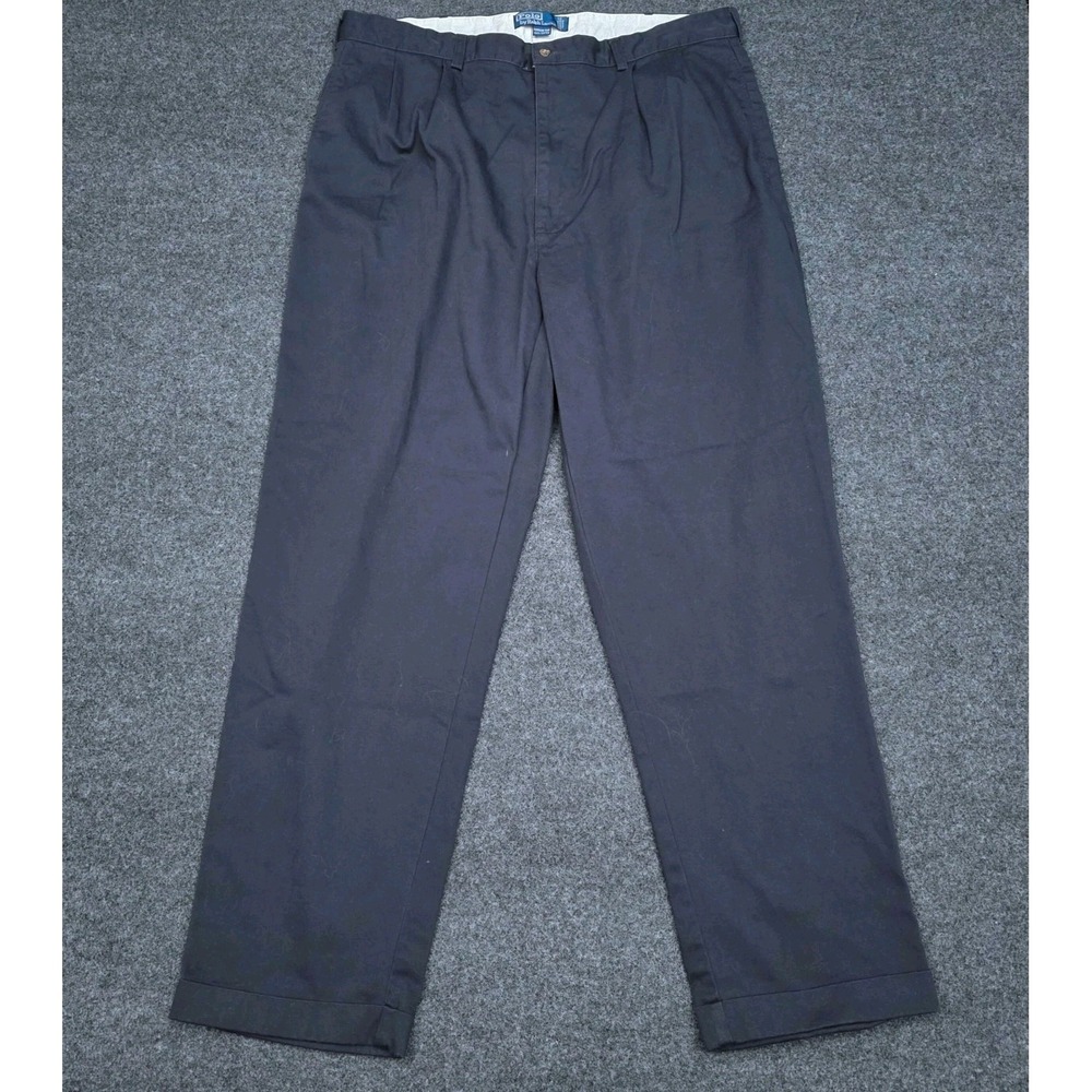 Vintage Polo Ralph Lauren Mens 40x32 Hammond Pleated Chino Pant Navy Blue Cuffed